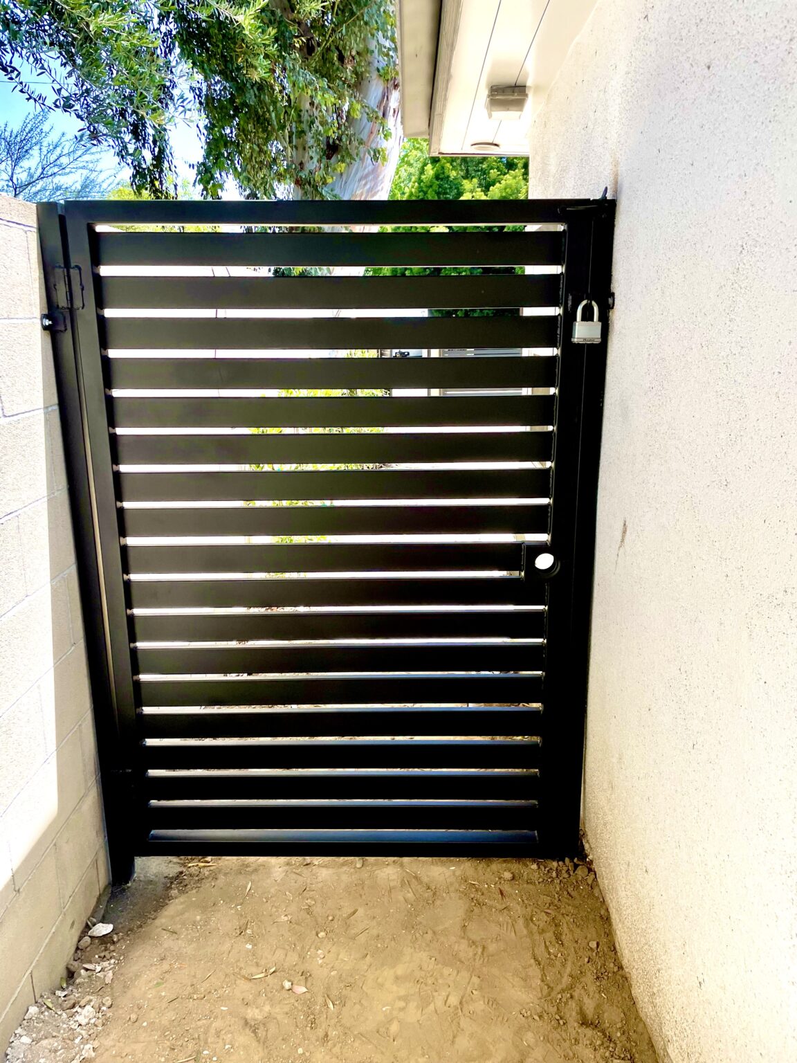 Modern black metal gate