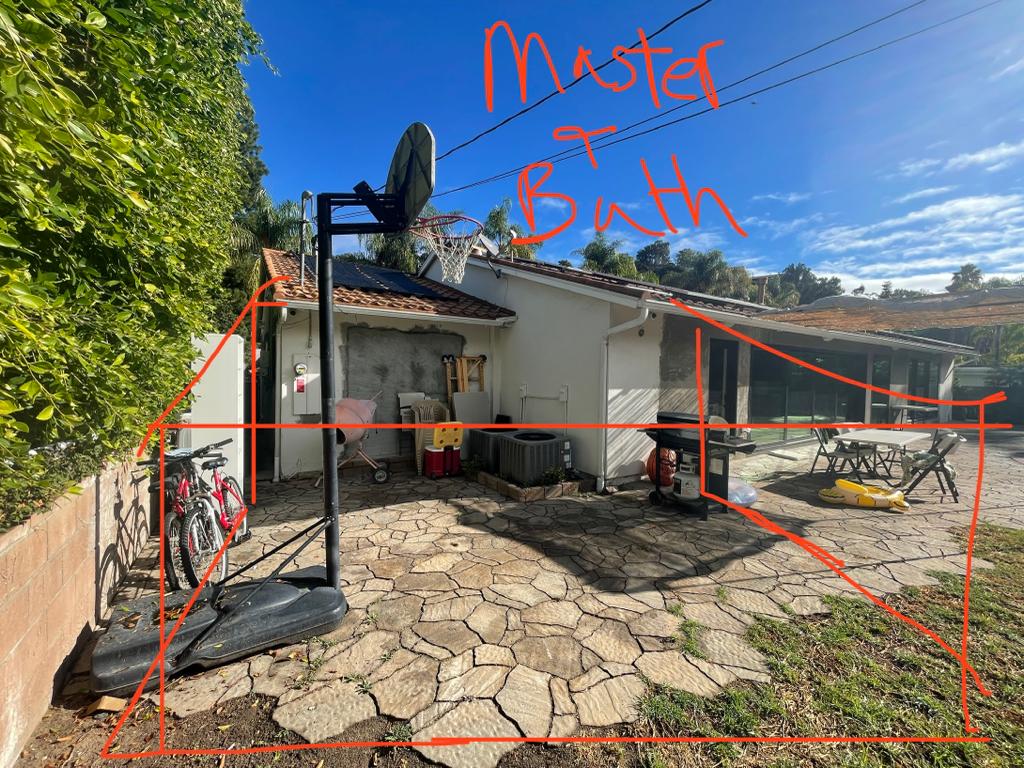 Backyard construction site in Los Angeles