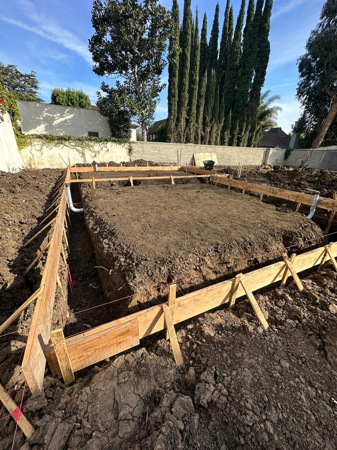 Foundation forms set for a new ADU in Los Angeles